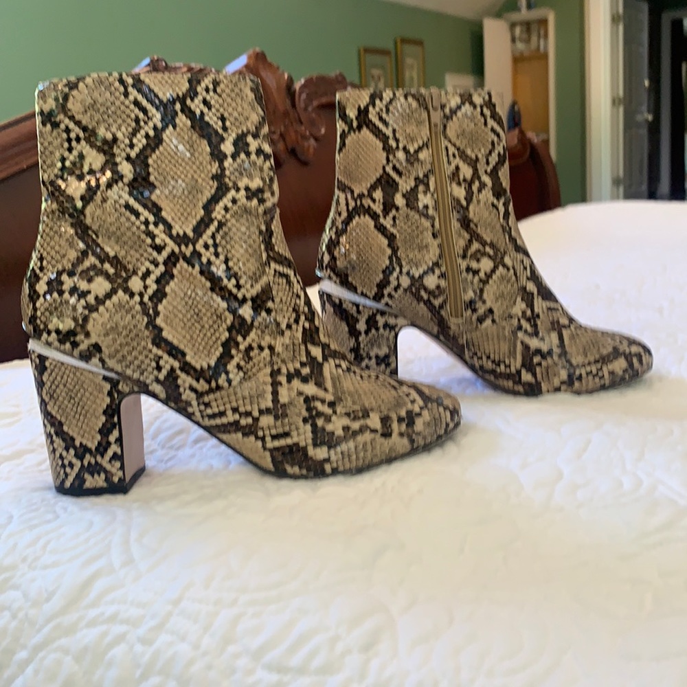 ASOS faux Snake skin Metal detail bootie